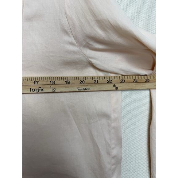 Loft Women’s Blouse Top Tunic M Pale Peach Long Sleeve Crochet Embroidered - Picture 9 of 13